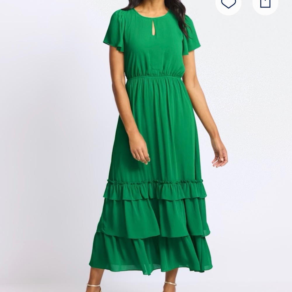Skies Are Blue Green Aurelio Tier Hem Maxi Dress
